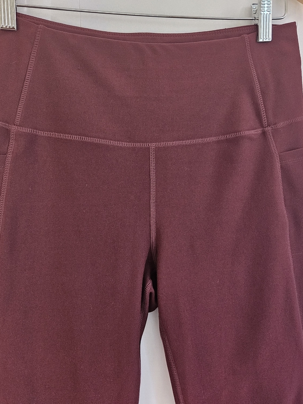 Mondetta Burgundy High Rise Moto Leggings w/ Pockets Size L - Picture 3 of 15